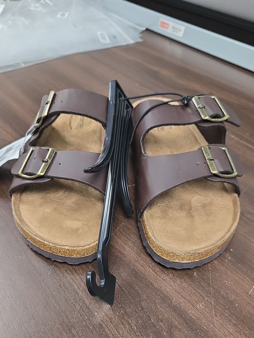 George Size 7 Brown Faux Leather Slide Sandal